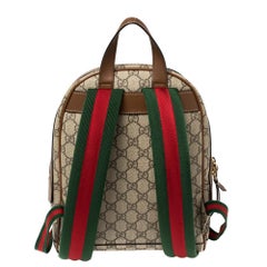Gucci Beige/Brown Bee Embroidered GG Supreme Canvas Small Day Backpack