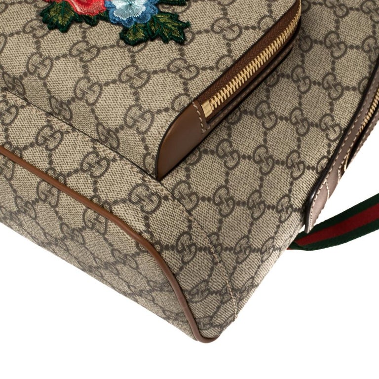 Gucci Beige/Brown Bee Embroidered GG Supreme Canvas Small  display picture 2