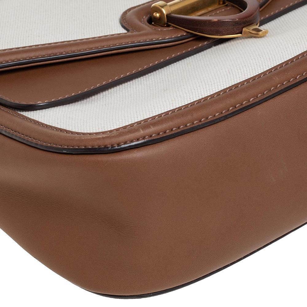 Gucci Beige/Brown Canvas and Leather Derby Shoulder Bag 6