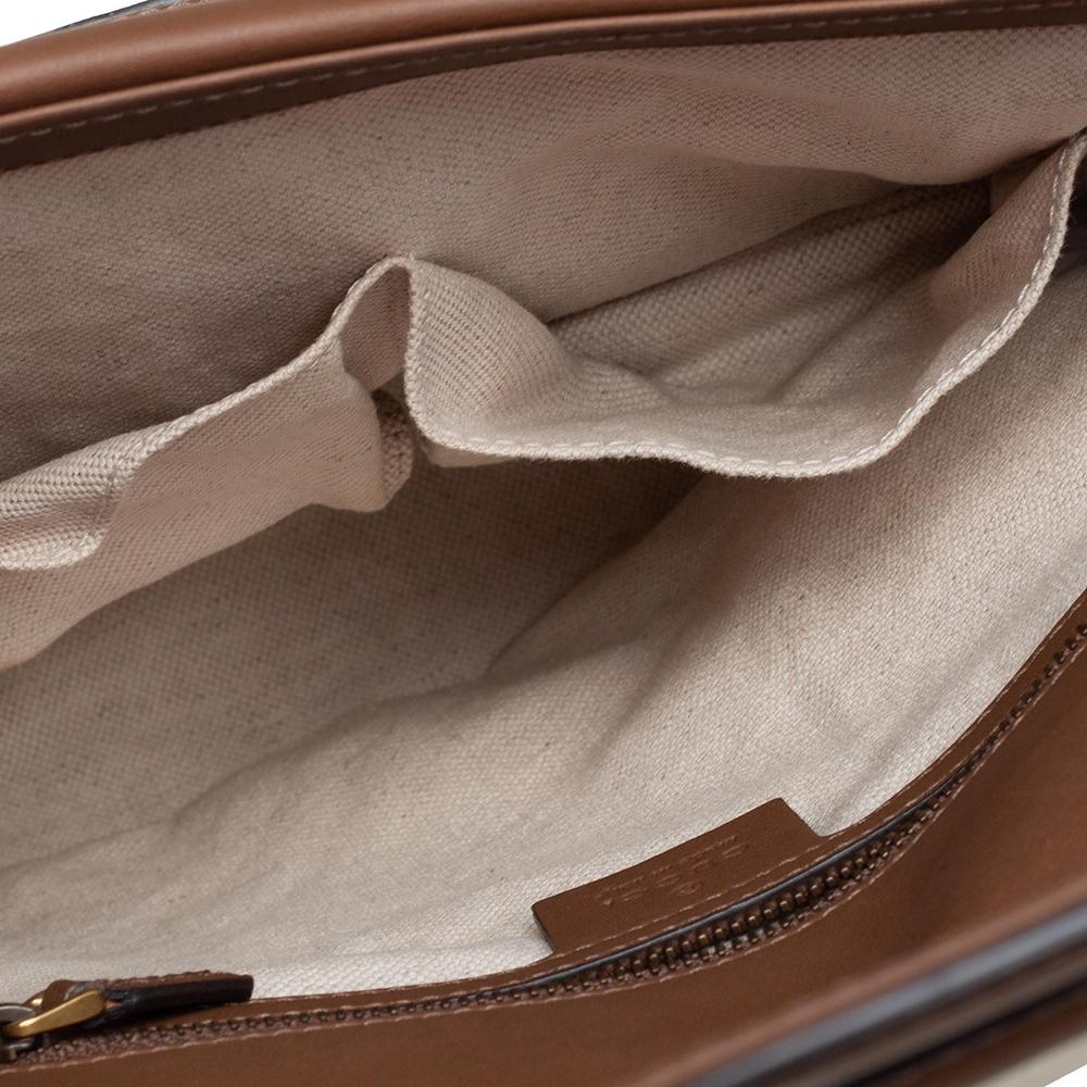 Gucci Beige/Brown Canvas and Leather Derby Shoulder Bag 1