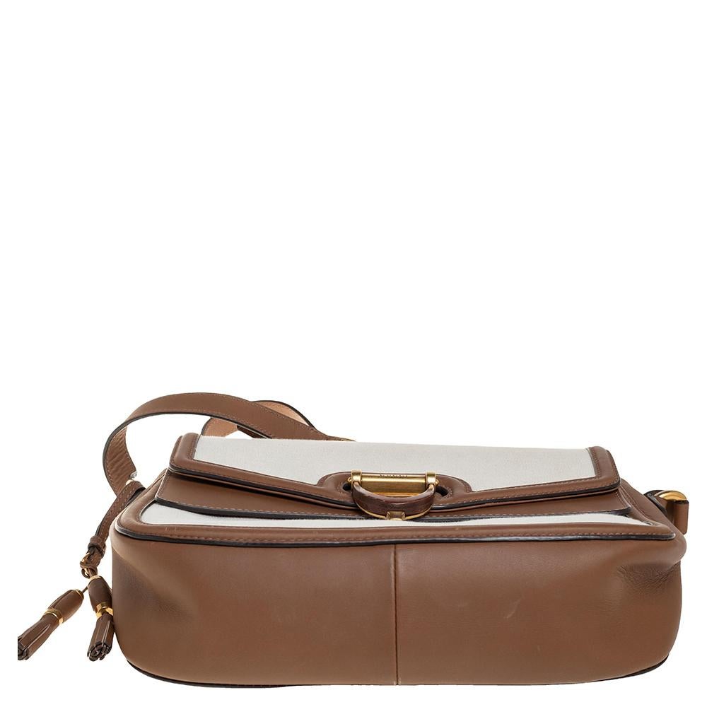 Gucci Beige/Brown Canvas and Leather Derby Shoulder Bag 4