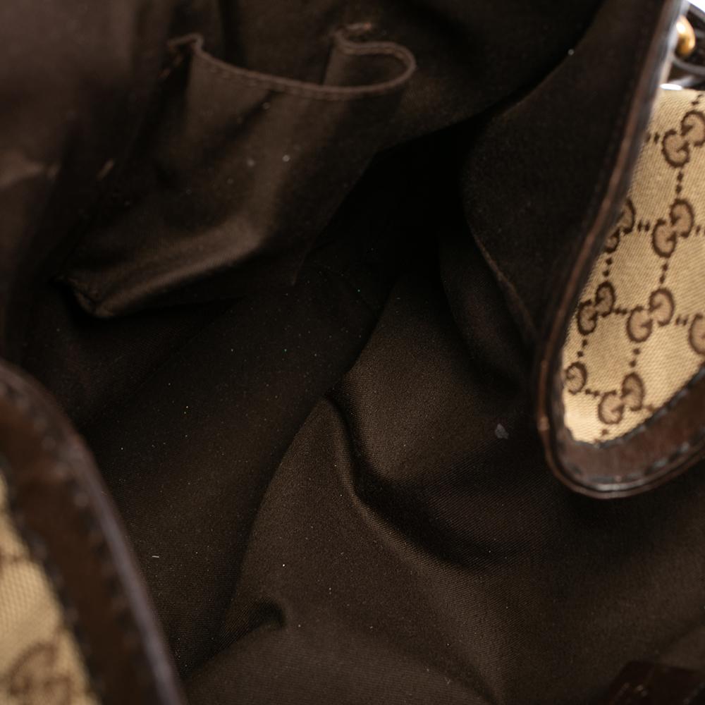 Gucci Beige/Braun Canvas und Leder Horsebit Jockey Tote 8