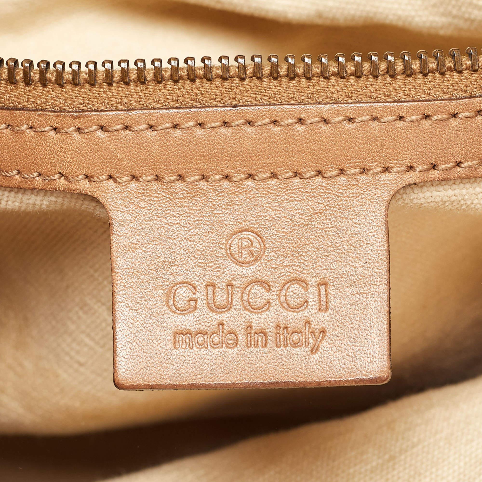 Gucci Beige/Brown Canvas and Leather Vintage Bamboo Hobo 2