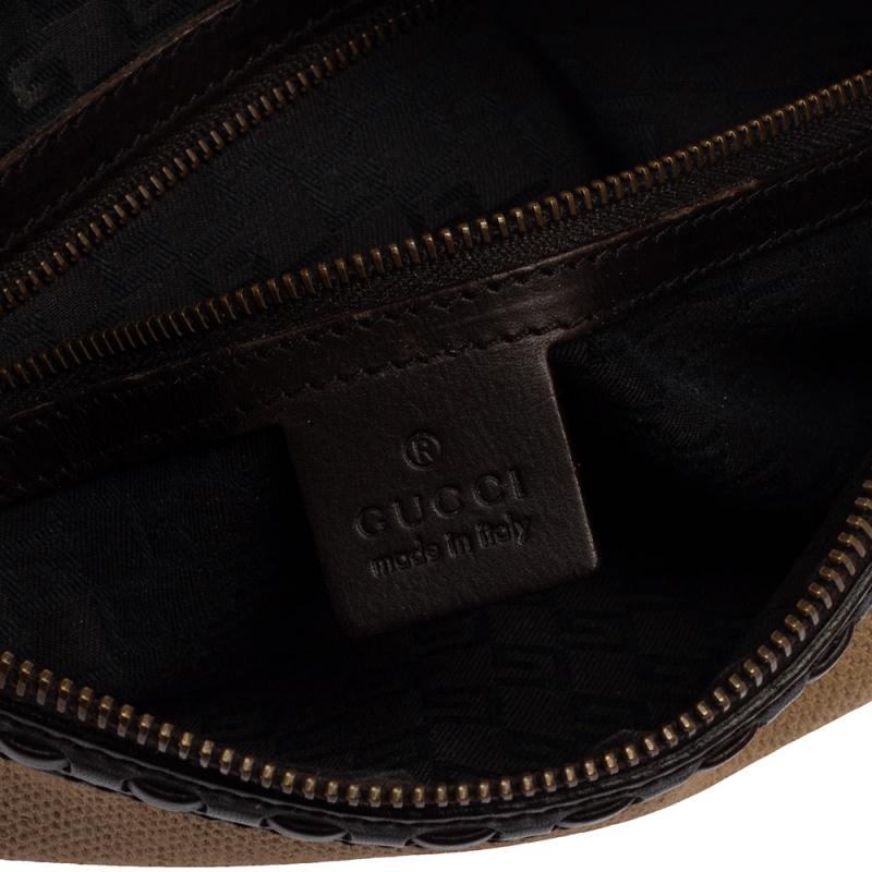 Gucci Beige/Brown Canvas and Leather Vintage Shoulder Bag 3