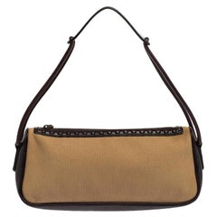 Gucci Beige/Brown Canvas and Leather Vintage Shoulder Bag