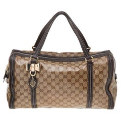Gucci Beige/Brown Crystal Canvas and Leather Duchessa Boston Bag