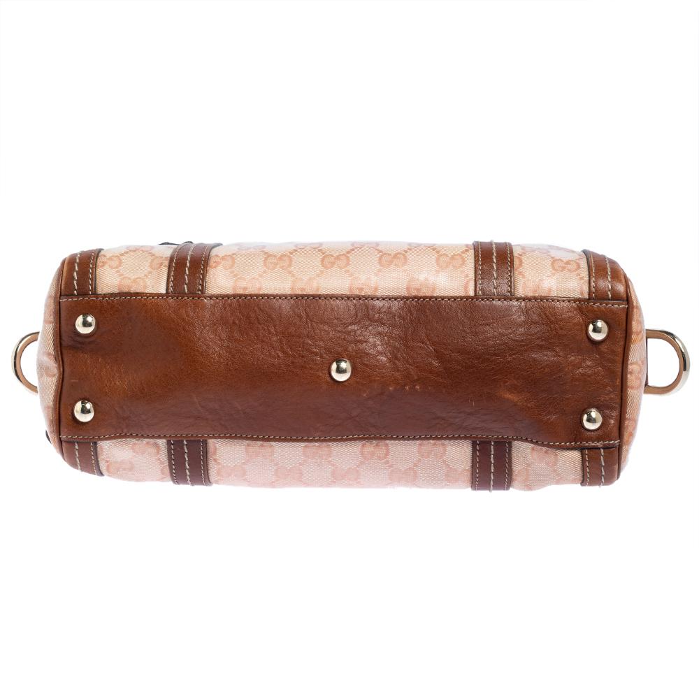 Gucci Beige/Brown Crystal Canvas and Leather Duchessa Satchel 1