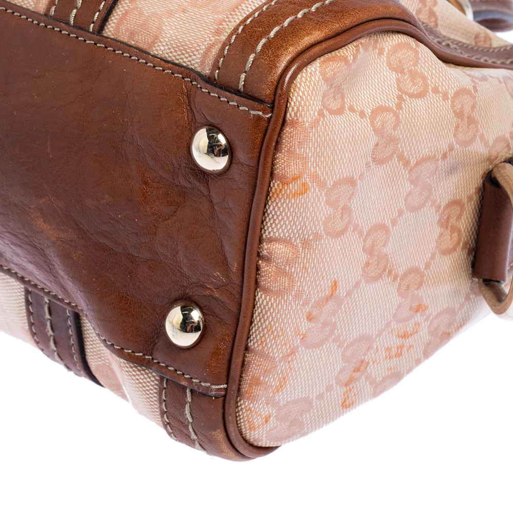 Gucci Beige/Brown Crystal Canvas and Leather Duchessa Satchel 2