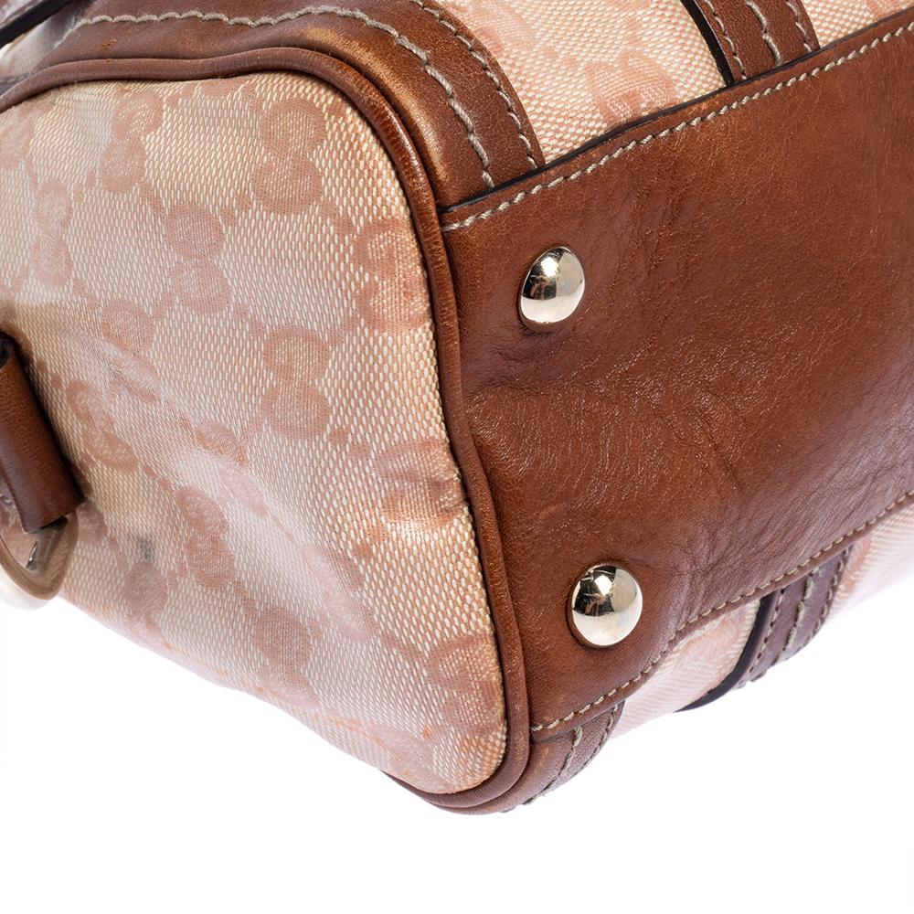 Gucci Beige/Brown Crystal Canvas and Leather Duchessa Satchel 3