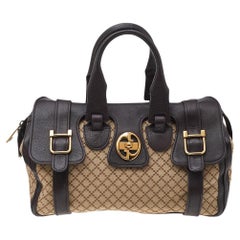 Used Gucci Beige/Brown Diamante 1973 Canvas And Leather Boston Bag