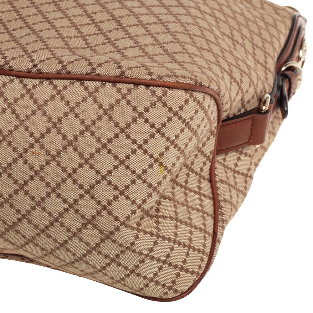 Gucci Beige/Brown Diamante Canvas and Leather Village Double G Hobo 5