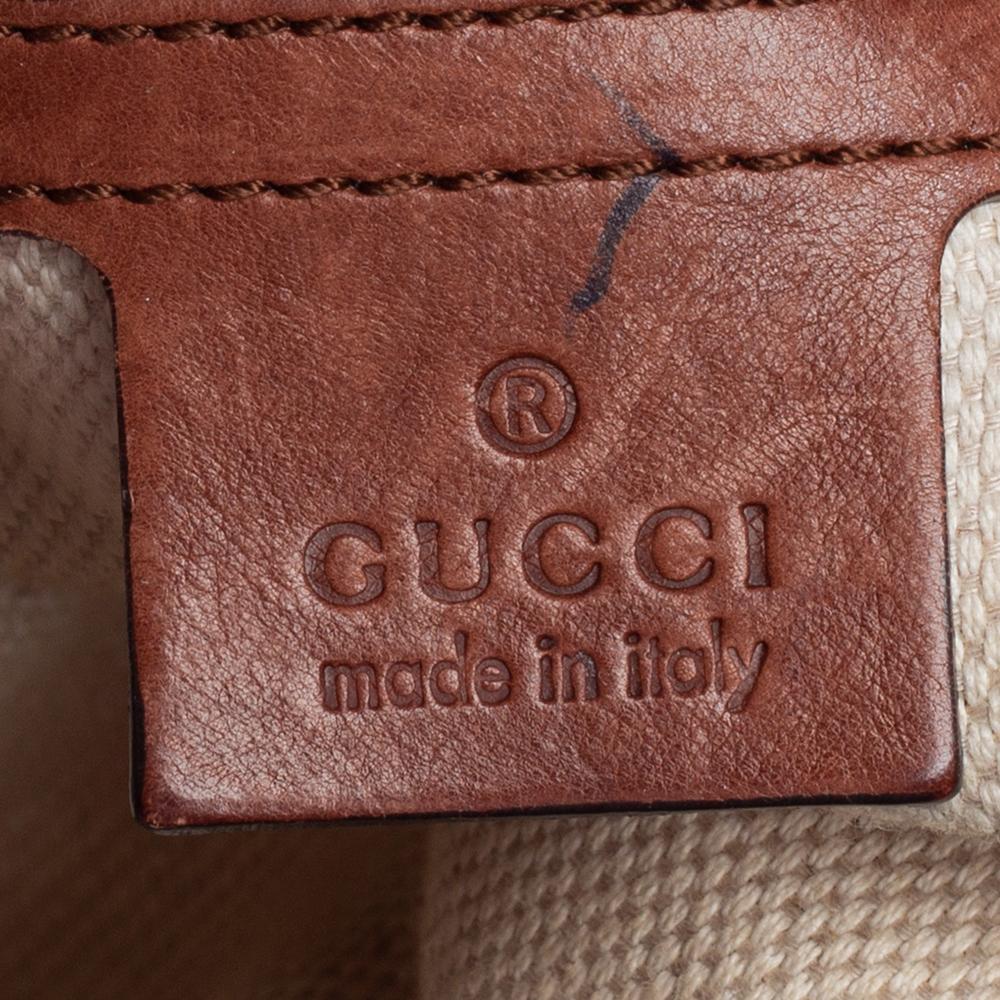 Gucci Beige/Brown Diamante Canvas and Leather Village Double G Hobo 1