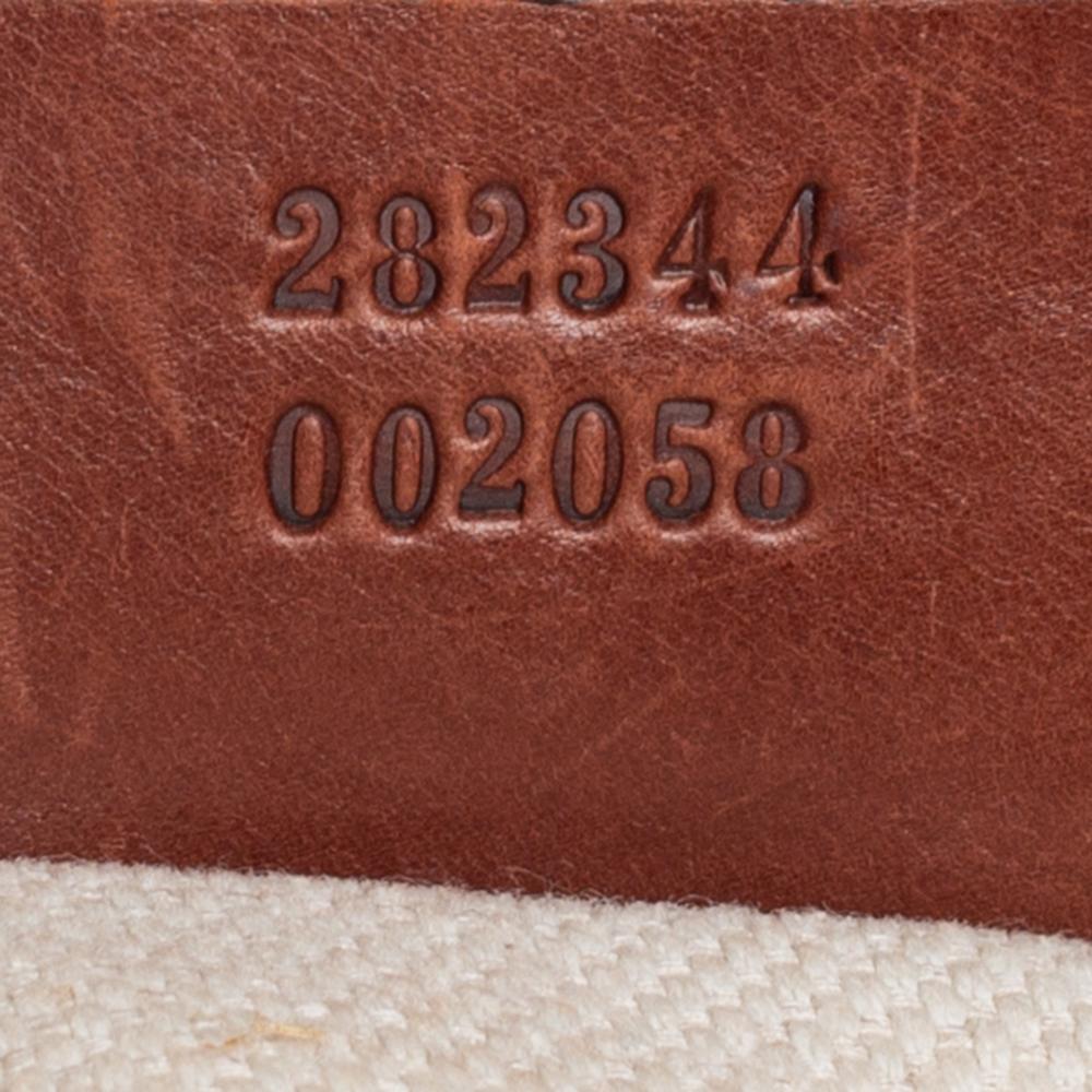 Gucci Beige/Brown Diamante Canvas and Leather Village Double G Hobo 2