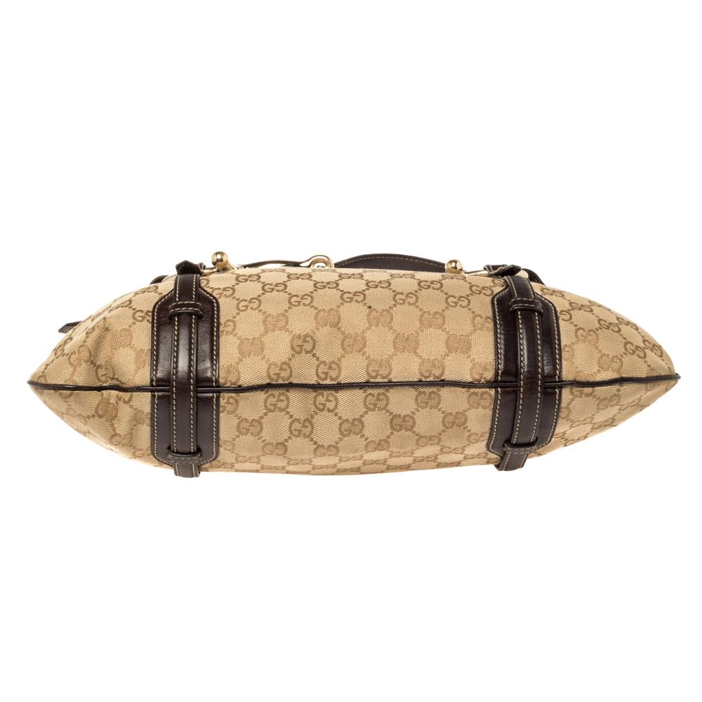 Gucci Beige/Brown GG Canvas and Leather 85th Anniversary Brit Hobo 1