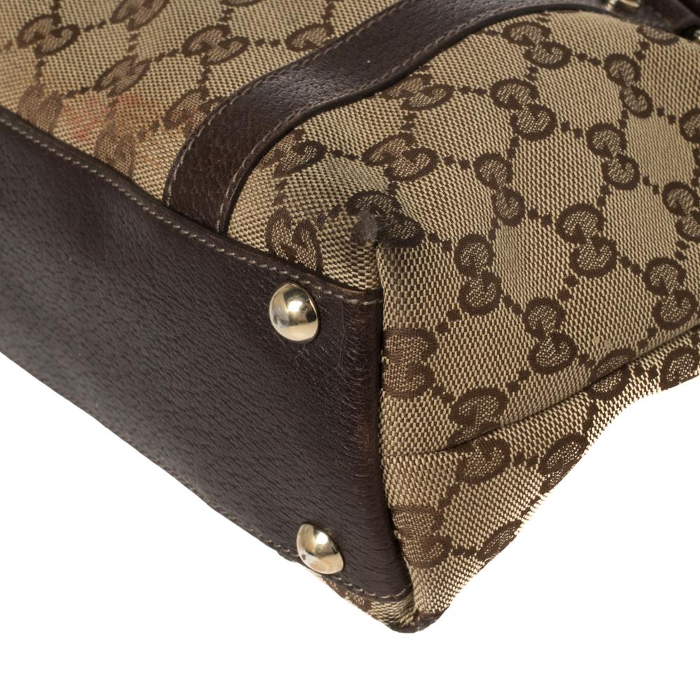 Gucci Abbey-Tasche aus GG Segeltuch und Leder in Beige/Braun 5