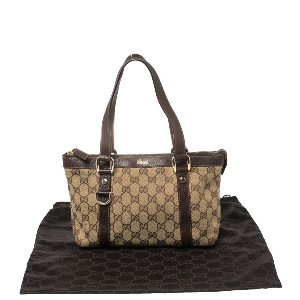 Gucci Beige/Brown GG Canvas and Leather Abbey Tote 7