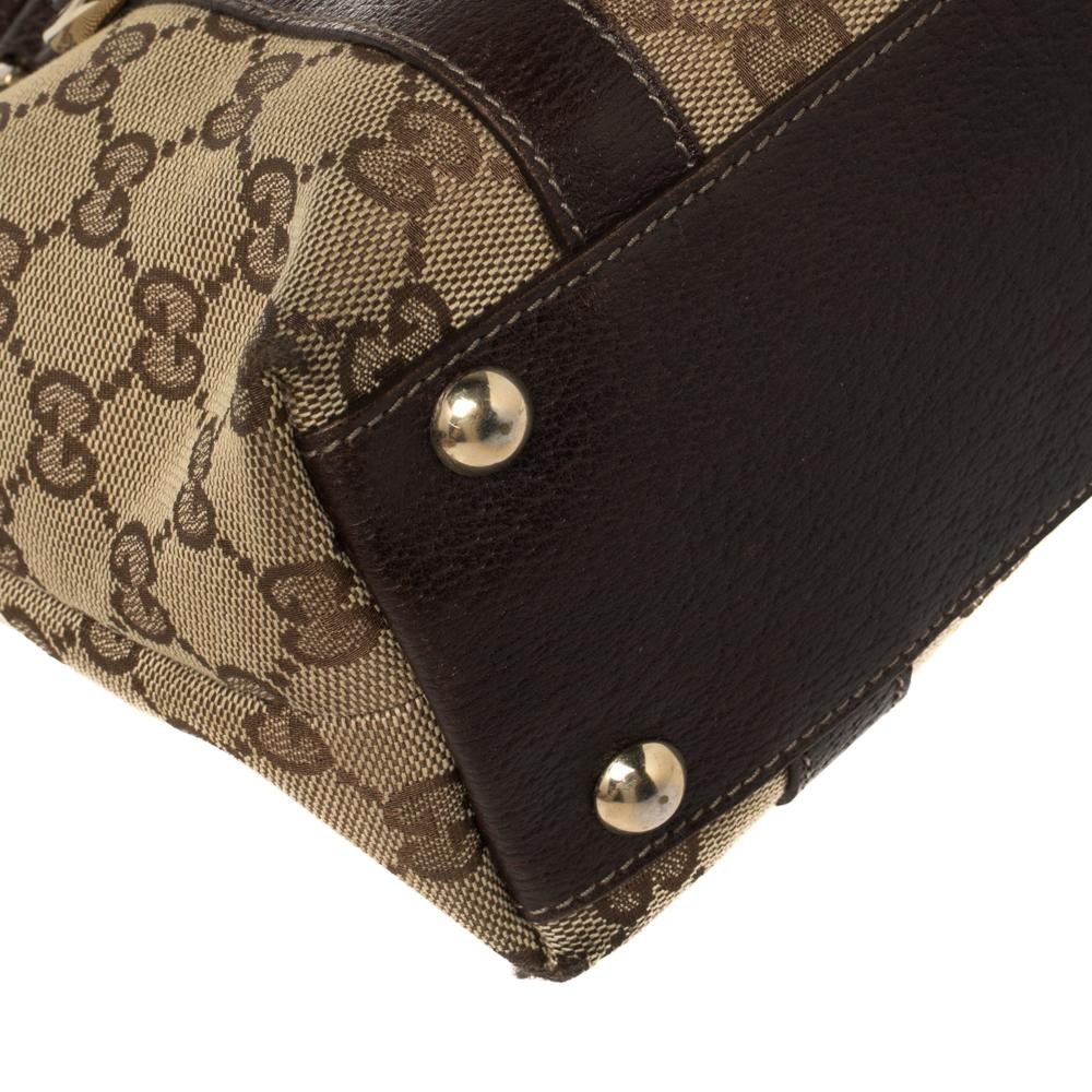 Gucci Abbey-Tasche aus GG Segeltuch und Leder in Beige/Braun 6