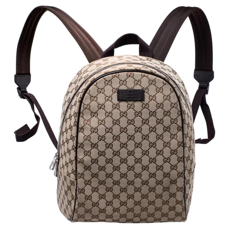 Gucci Backpack Beige mix Brown Canvas Leather 248446