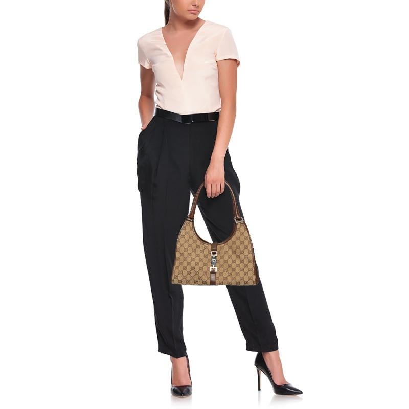 Gucci Beige/Brown GG Canvas and Leather Bardot Hobo 7