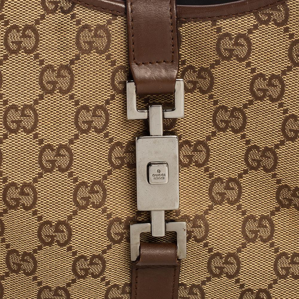 Gucci Beige/Brown GG Canvas and Leather Bardot Hobo 2