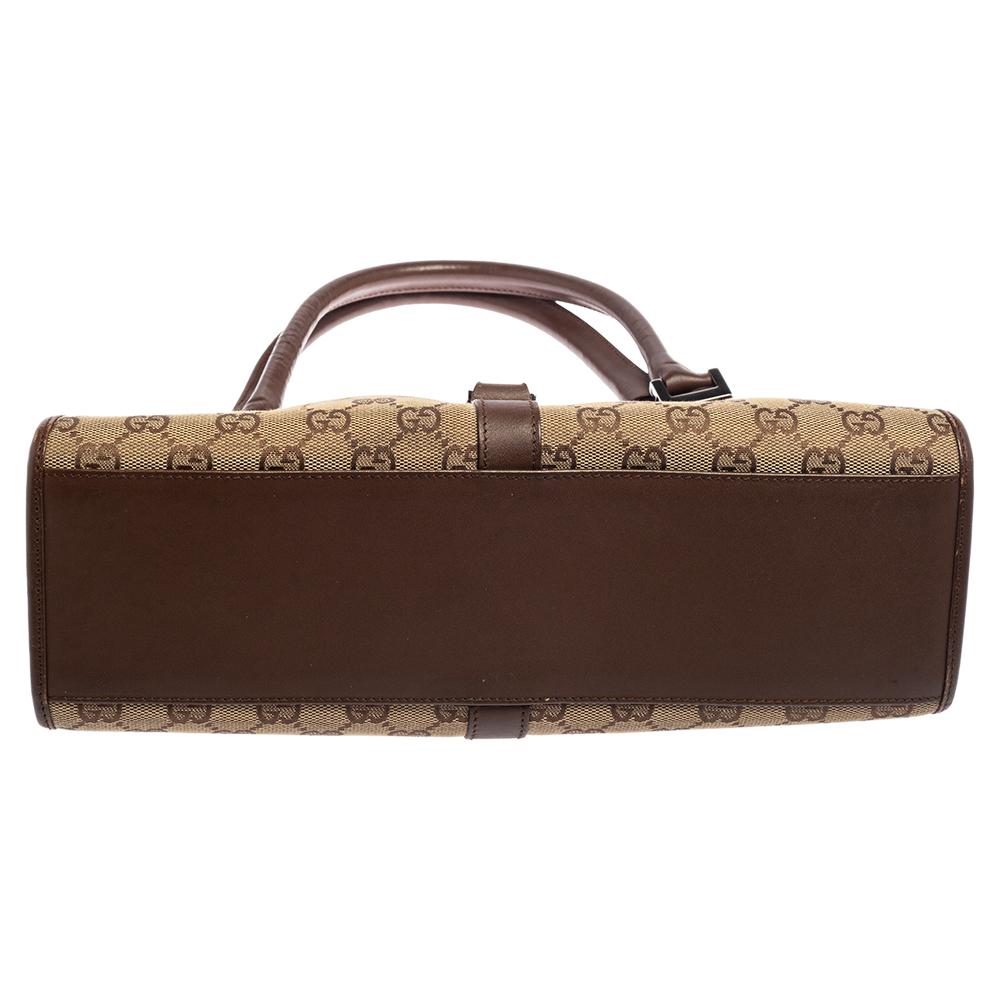Gucci Beige/Brown GG Canvas and Leather Bardot Hobo 3