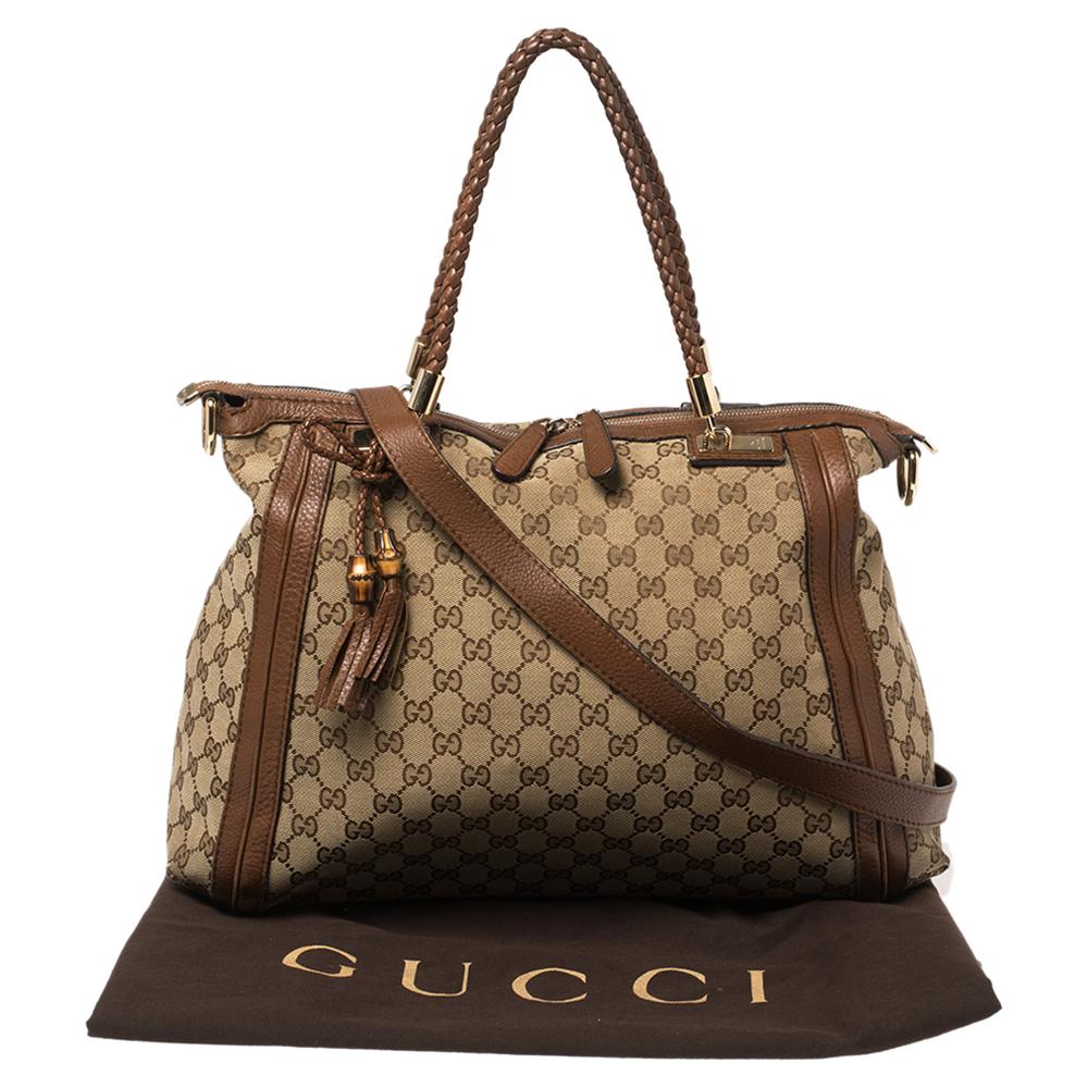 Gucci Beige/Brown GG Canvas and Leather Bella Tote 6