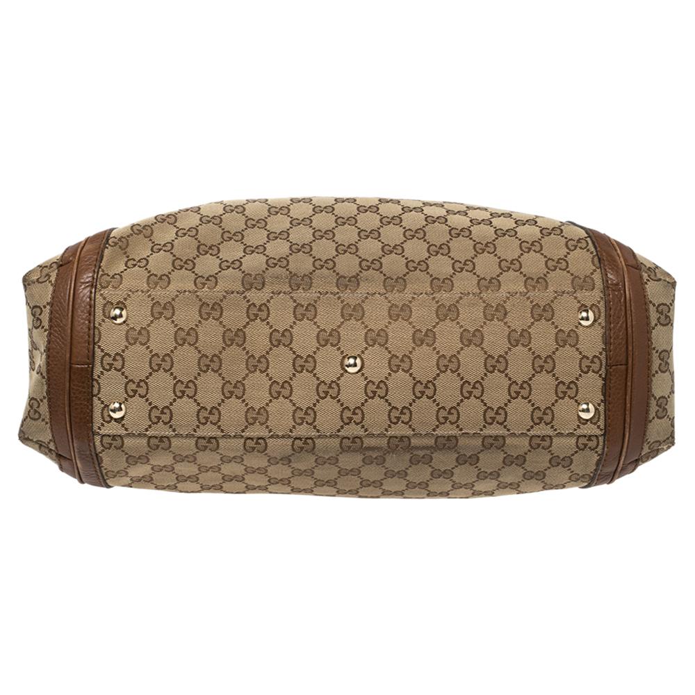 Gucci Beige/Brown GG Canvas and Leather Bella Tote 5