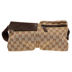 Gucci Beige/ Brown GG Canvas And Leather Belt Bag
