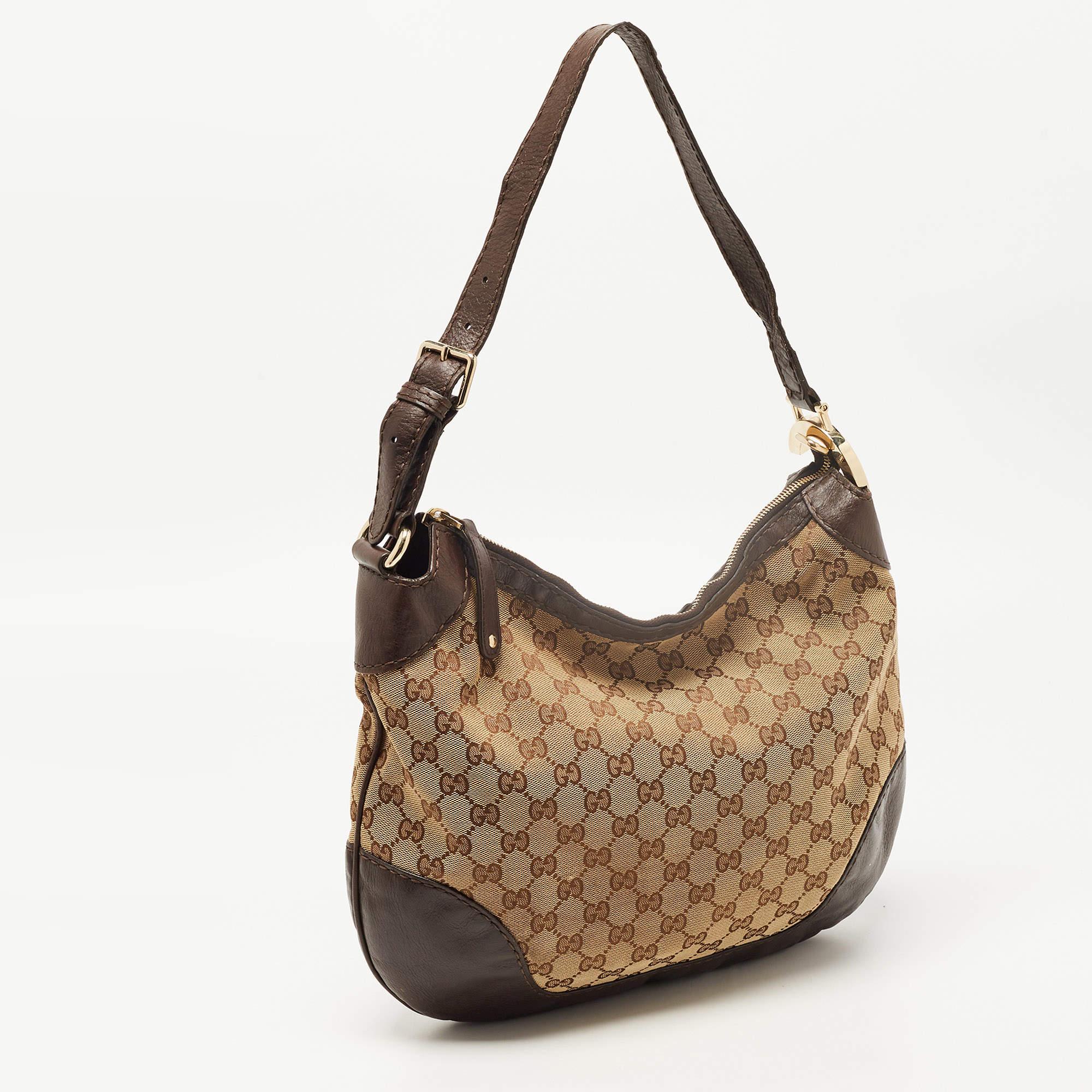 Women's Gucci Beige/Brown GG Canvas and Leather Charlotte Hobo