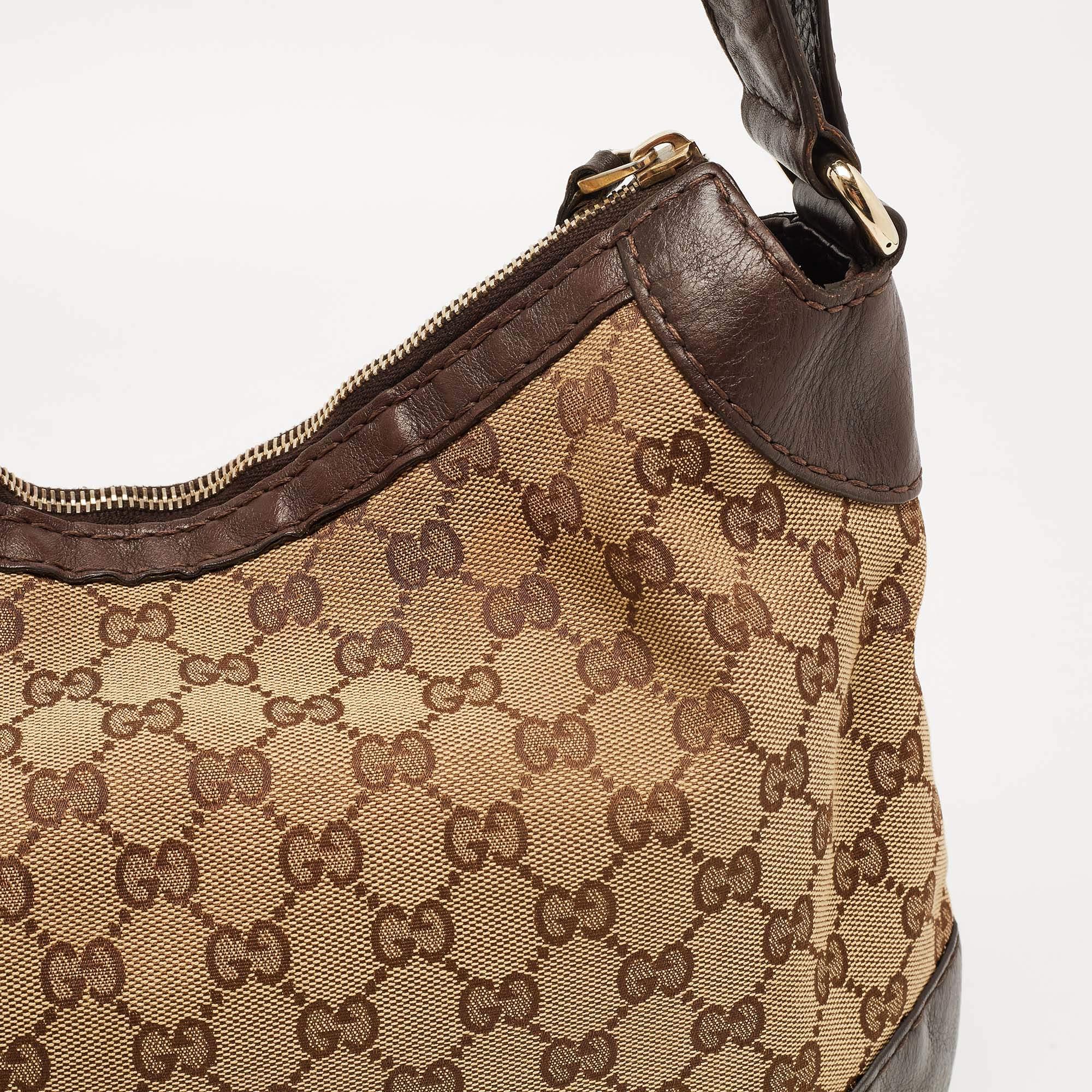 Gucci Beige/Brown GG Canvas and Leather Charlotte Hobo 2