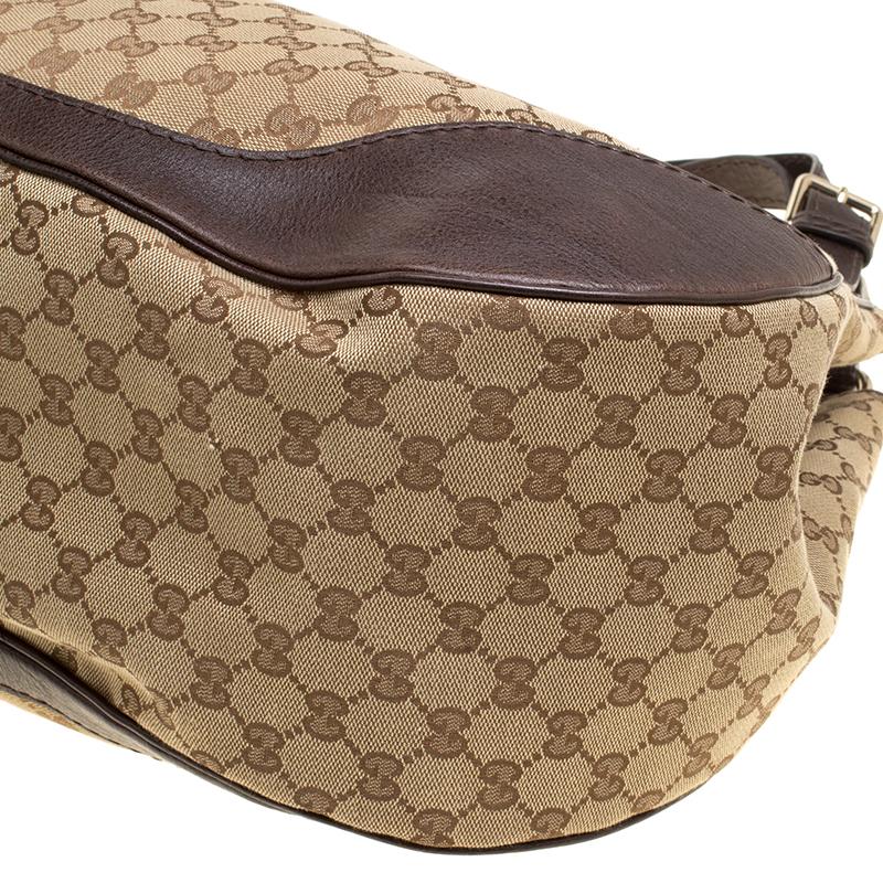 Gucci Beige/Brown GG Canvas and Leather Charlotte Hobo 3