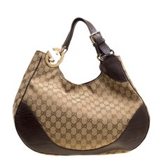 Gucci Beige/Brown GG Canvas and Leather Charlotte Hobo