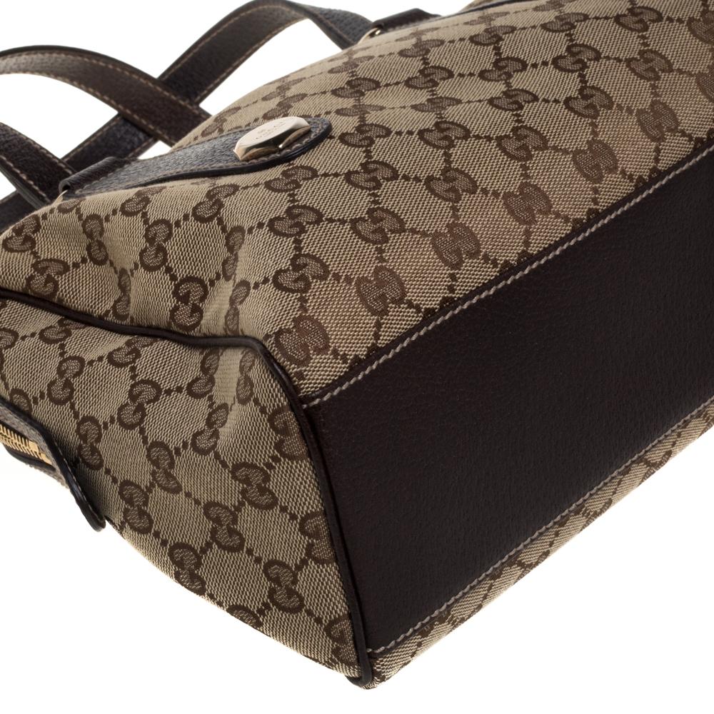 Gucci Borsa GG in tela e pelle beige/marrone Charmy Boston 5