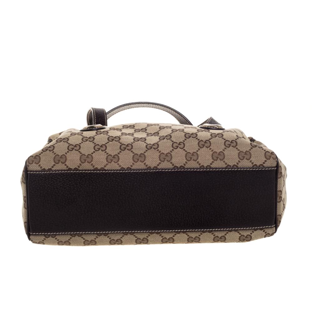 Black Gucci Beige/Brown GG Canvas and Leather Charmy Boston Bag