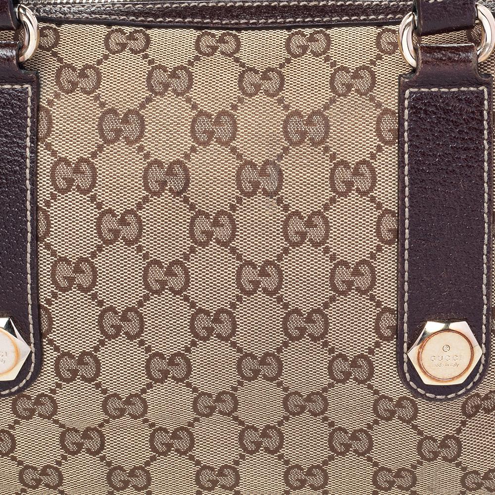 Gucci Beige/Brown GG Canvas and Leather Charmy Boston Bag 5