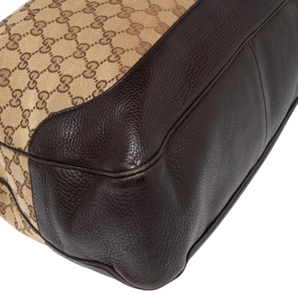 Gucci Beige/Brown GG Canvas And Leather Diana Bamboo Hobo 2