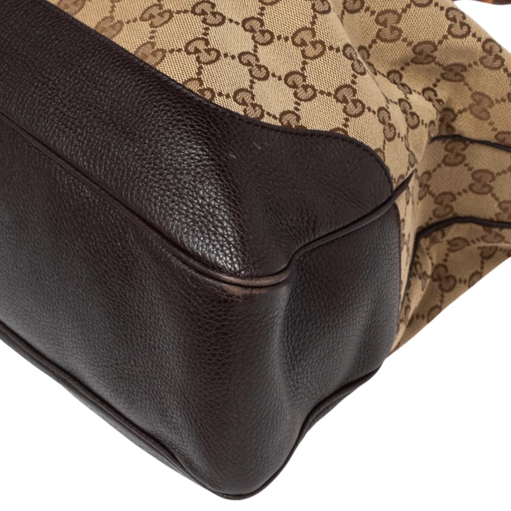 Gucci Beige/Brown GG Canvas And Leather Diana Bamboo Hobo 3