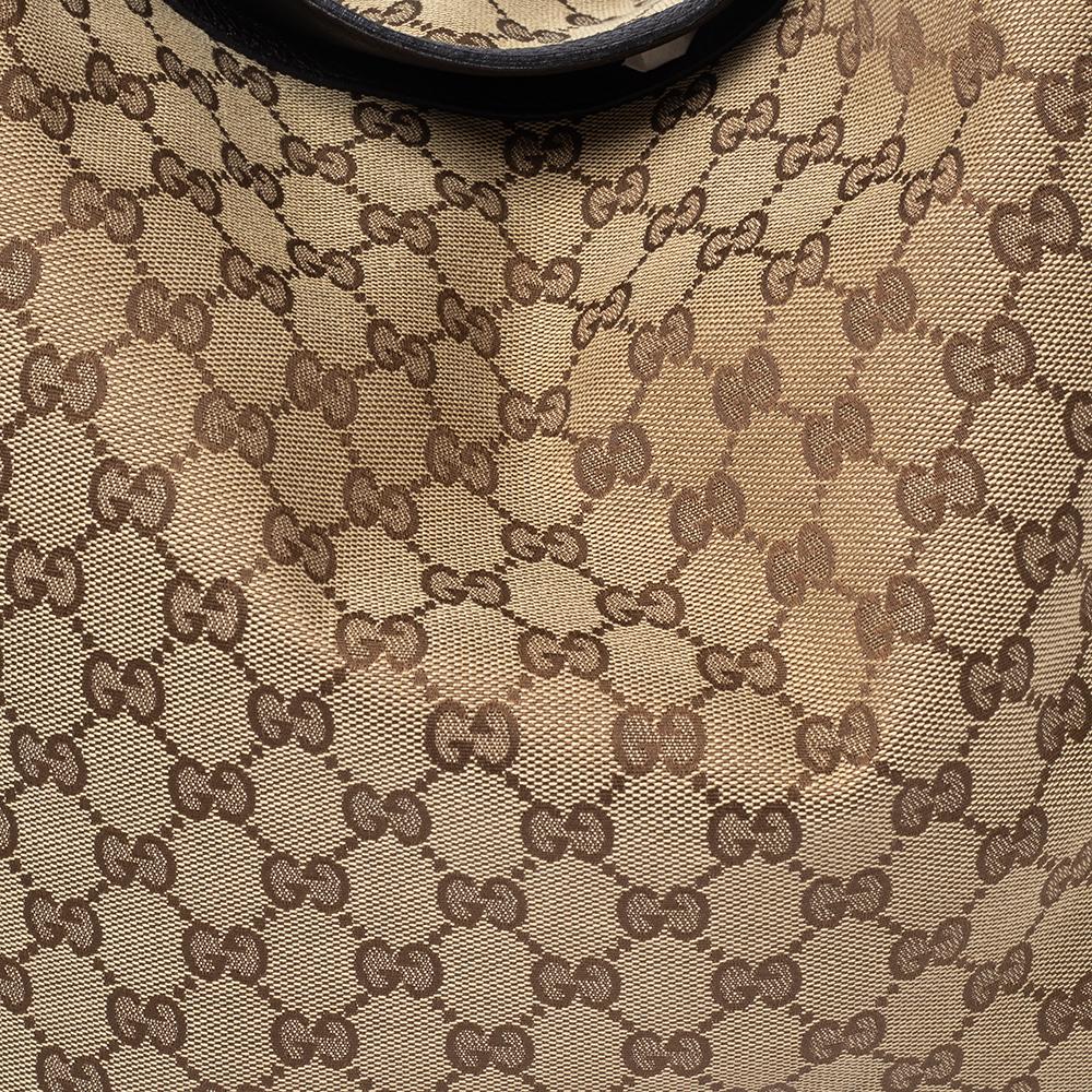 Gucci Beige/Brown GG Canvas And Leather Diana Bamboo Hobo 4