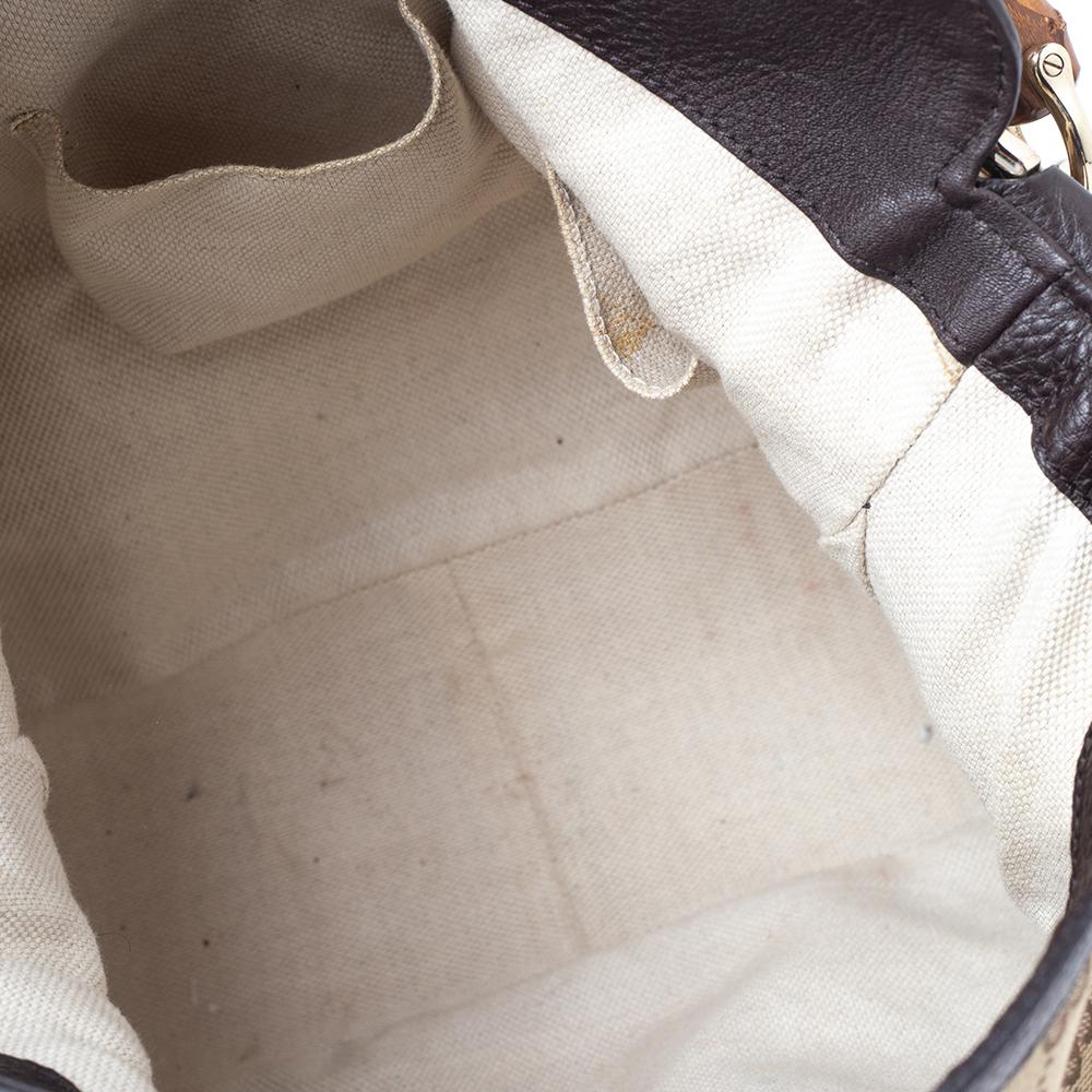 Gucci Beige/Brown GG Canvas And Leather Diana Bamboo Hobo 5