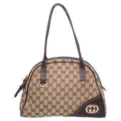 Gucci Beige/Brown GG Canvas And Leather Dome Satchel