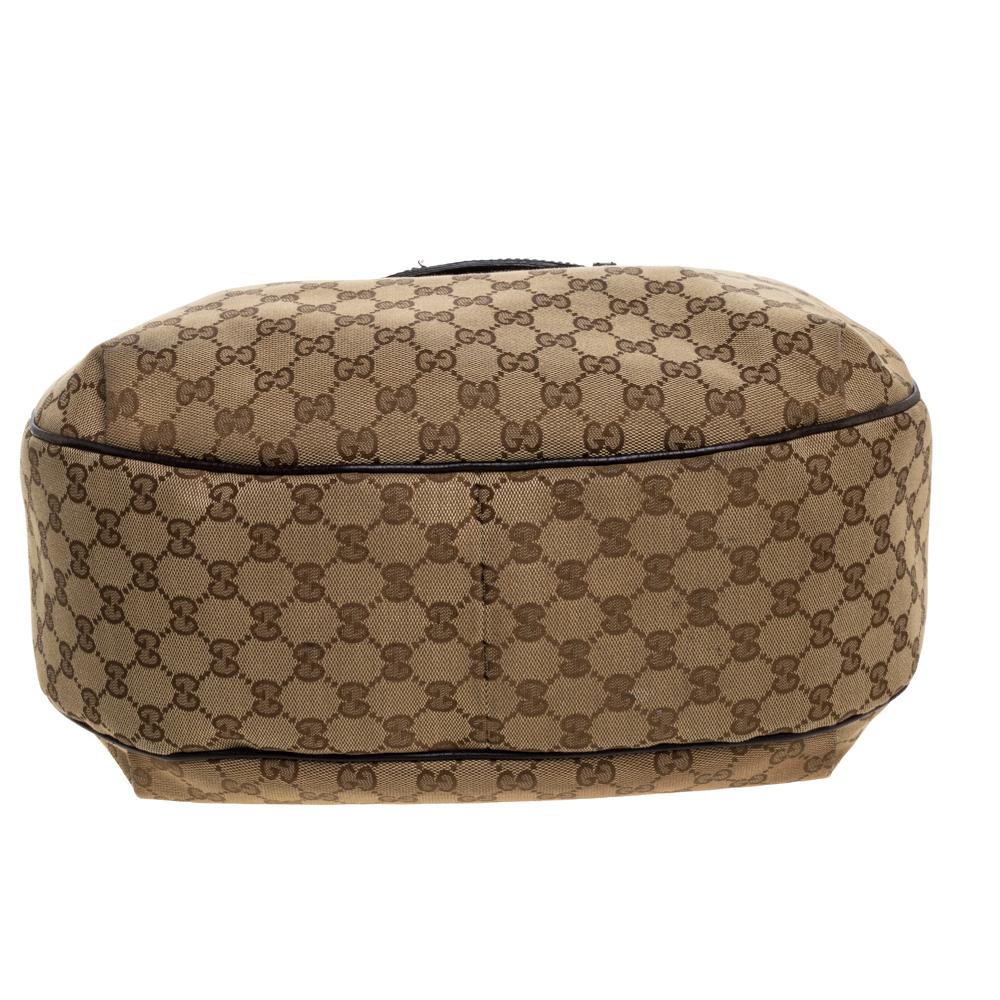 Gucci Beige/Braun GG Canvas und Leder Dressur Hobo 1