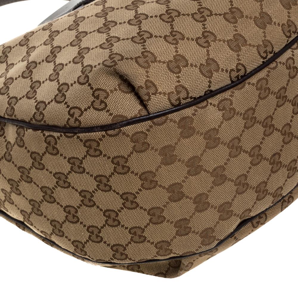 Gucci Beige/Braun GG Canvas und Leder Dressur Hobo 4