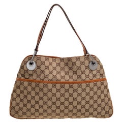 Gucci Beige/Brown GG Canvas and Leather Eclipse Shoulder Bag
