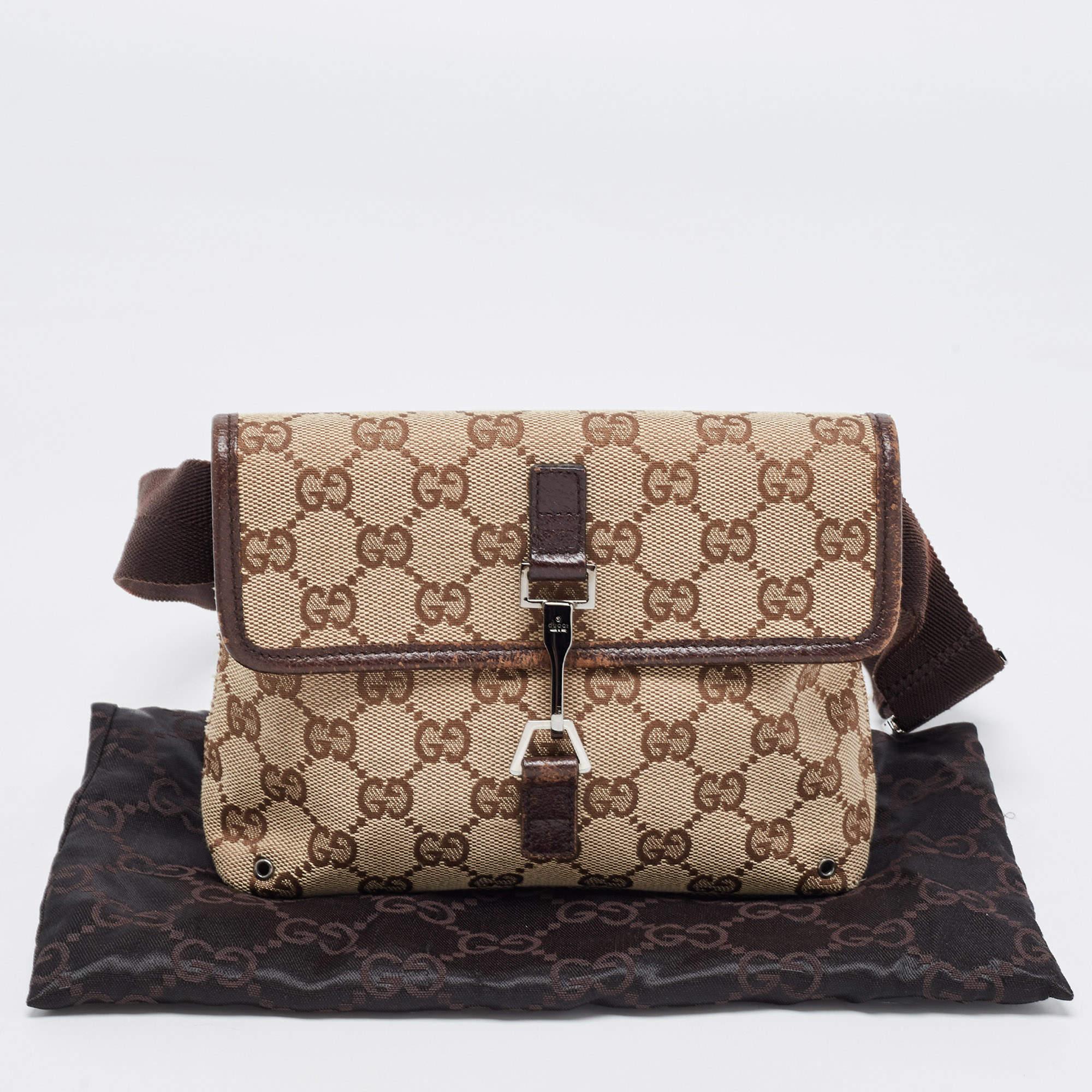 Gucci Beige/Brown GG Canvas and Leather Flight Belt Bag 10