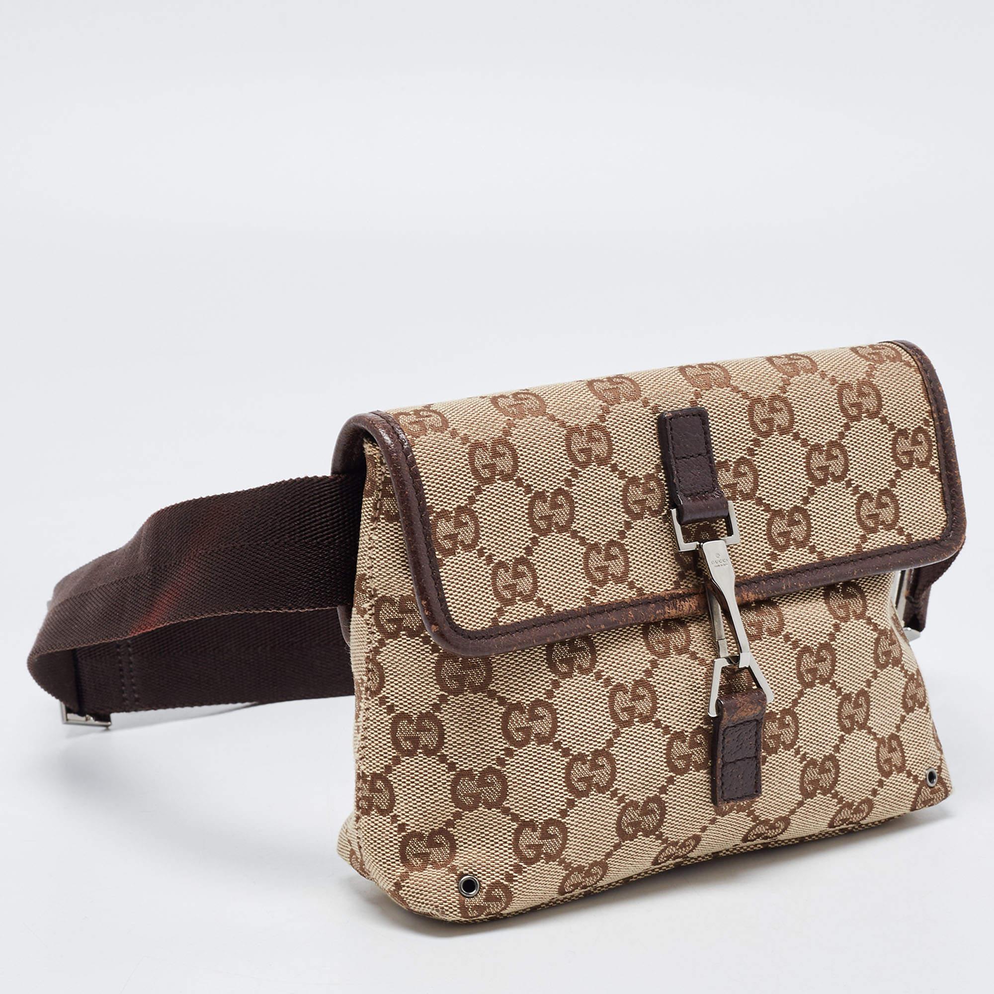 Women's Gucci Beige/Brown GG Canvas and Leather Flight Belt Bag