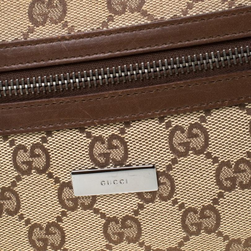 Gucci Beige/Brown GG Canvas and Leather Front Zip Shoulder Bag 7