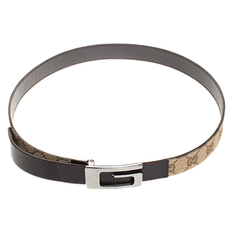 Belts are staple accessories every closet needs to have. This one from Gucci will make a great buy as it is well-crafted and designed to assist your style. It is made from leather as well as GG canvas and detailed with a signature G