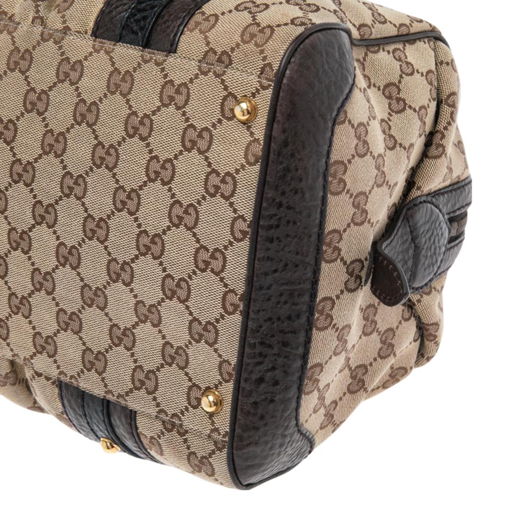 Gucci Beige/Brown GG Canvas and Leather G Interlocking Bowler Bag 4