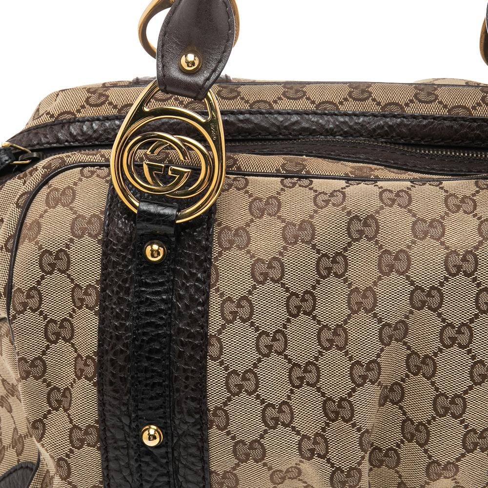 Gucci Beige/Brown GG Canvas and Leather G Interlocking Bowler Bag 5
