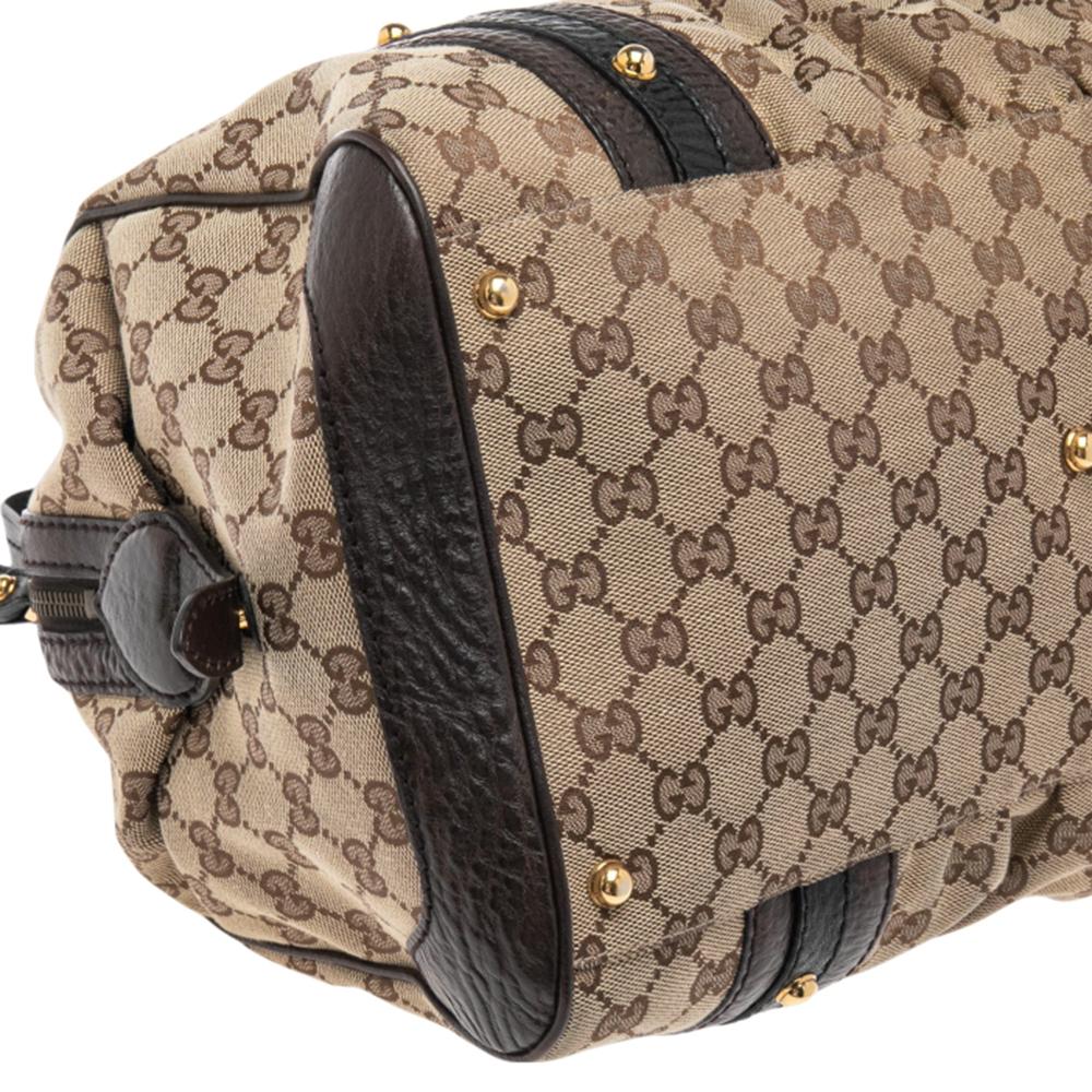 Gucci Beige/Brown GG Canvas and Leather G Interlocking Bowler Bag 3